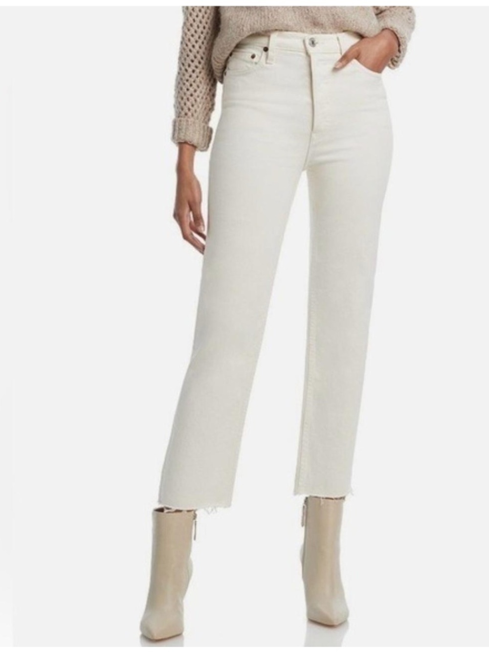 Re/Done 70's High Rise Stove Pipe Cotton Denim Jeans Vintage White Size 29
